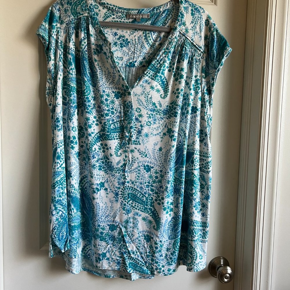 Daniel Rainn Rayli Split Neck Blouse - Turquoise … - image 4